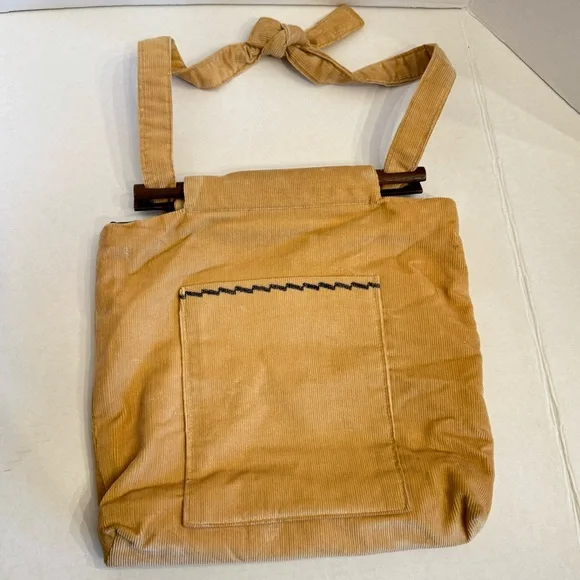 Retro 70s Quilted Hippie Shoulder Bag Vegan Handbag Boho Cottagecore Wood detail - Picture 4 of 16